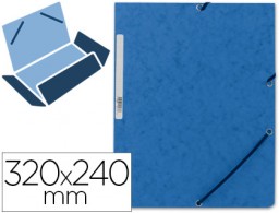 Carpeta de gomas Q-Connect A4 3 solapas cartón azul